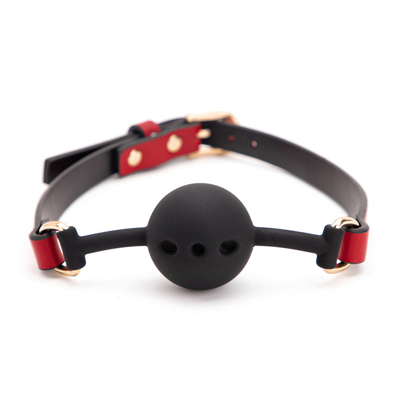 Black Red Breathable Ball Gag with Adjustable Straps - NiteBond
