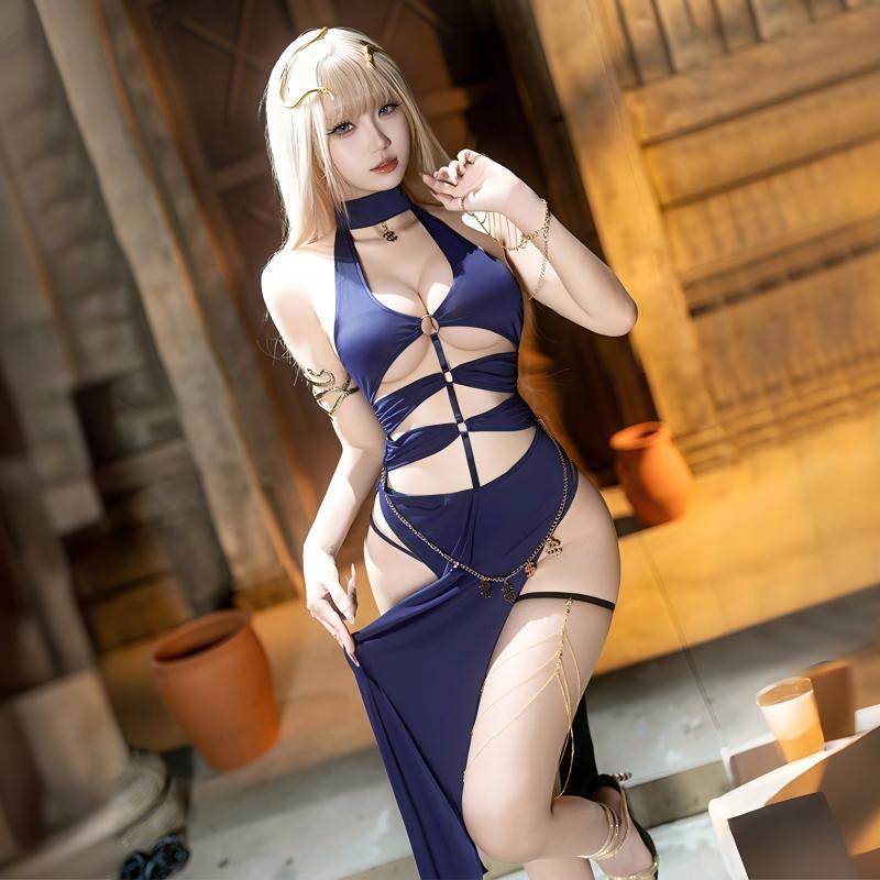 Egyptian Snake Goddess Cutout Dress Set Feeetmoi
