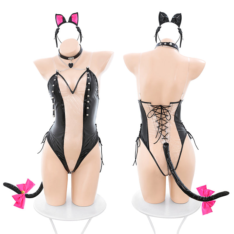 Sheer Bondage Open-Crotch Catwoman Set 霏慕