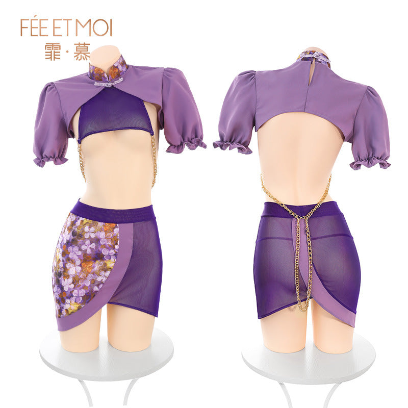 Chinese Style Sheer Top Skirt Set - NiteBond
