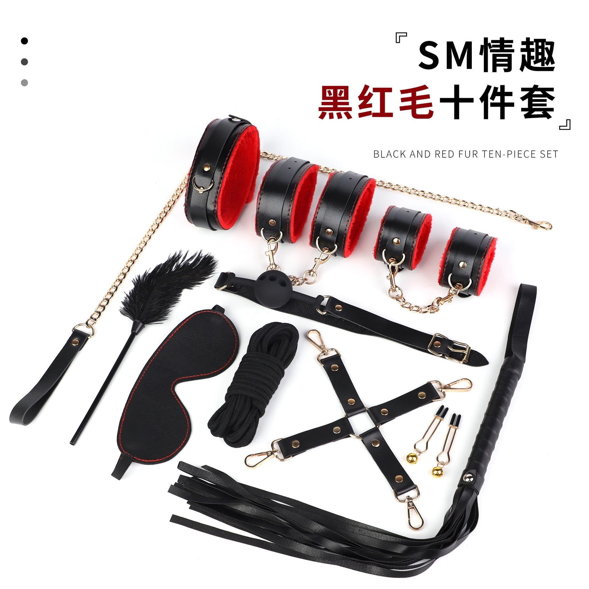Plush Bond-Inspired Couple Set – 10-Piece Fluffy Toy Kit in Red & Black - NiteBond
