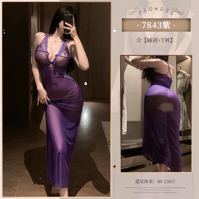 Lace Mesh Sheer Bodysuit Nightdress - NiteBond
