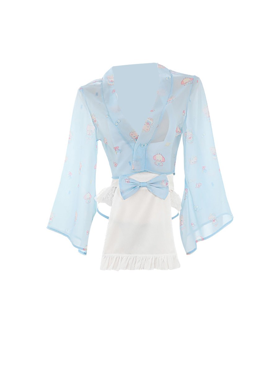 Kawaii Japanese Kimono Robe with Apron Feeetmoi